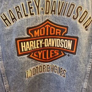 Harley-Davidson Blue Denim Jacket with Gray Patch